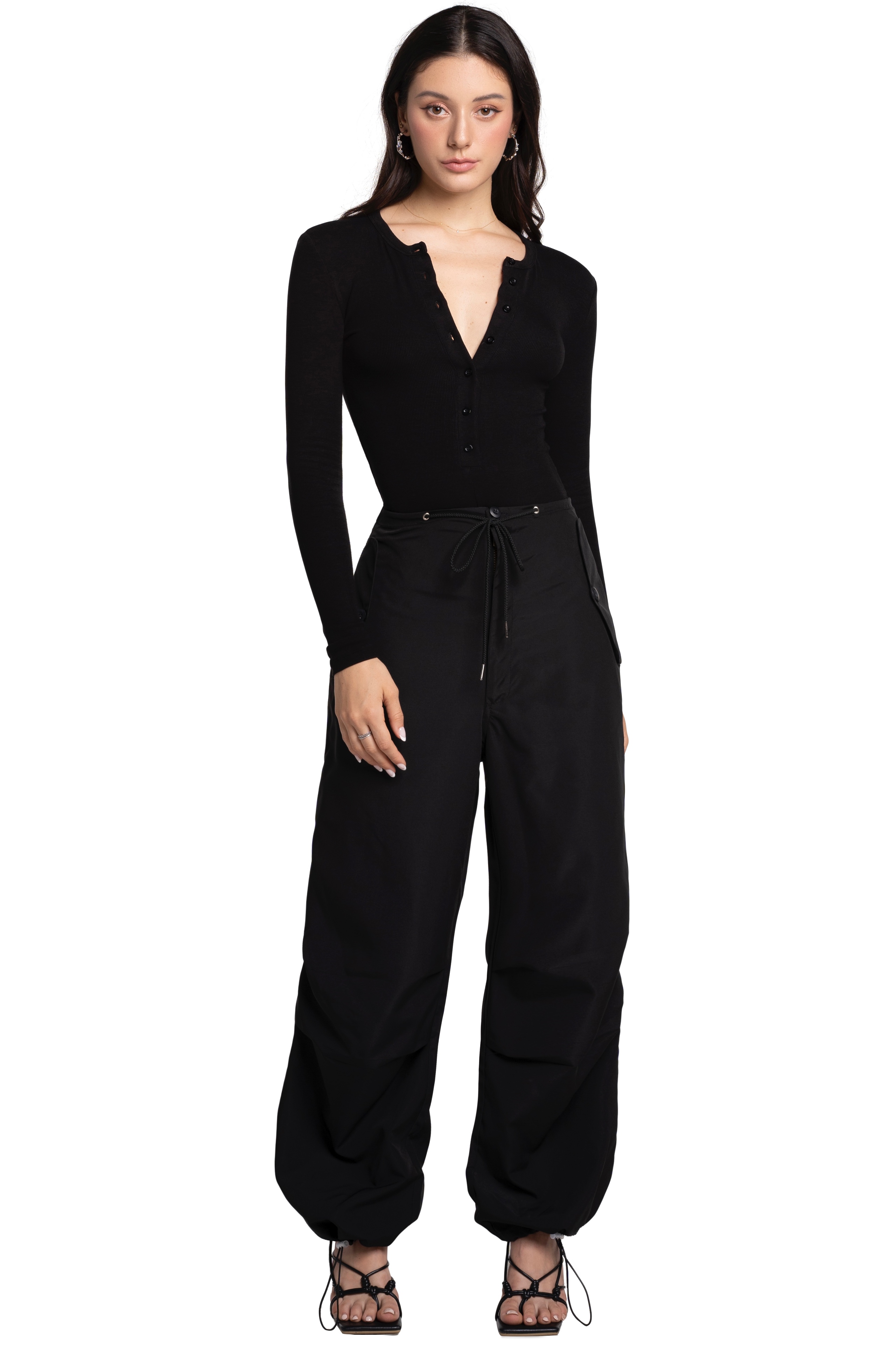 HENLEY BODYSUIT - BLACK