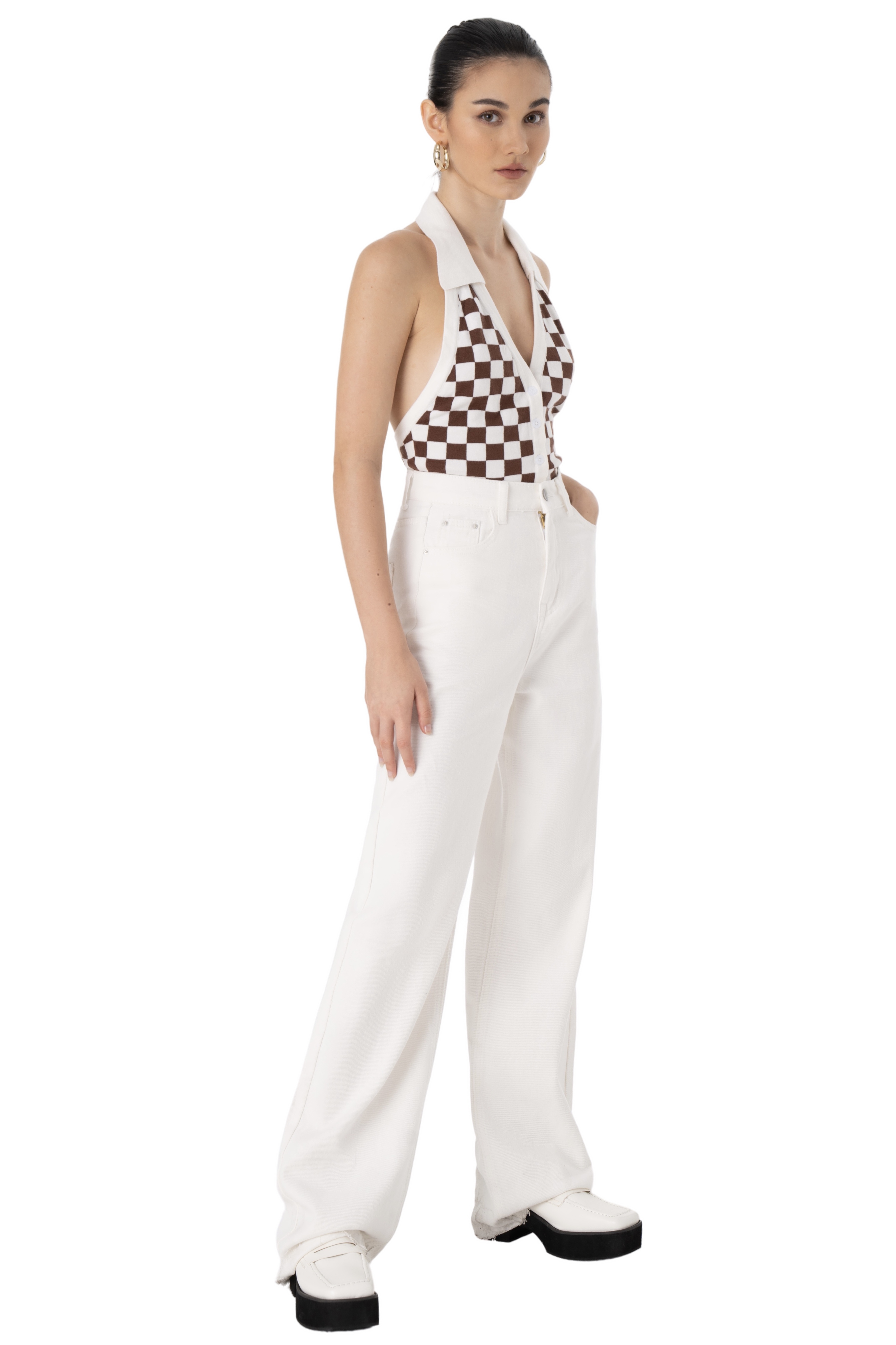 ATM HALTER NECK TOP - BROWN