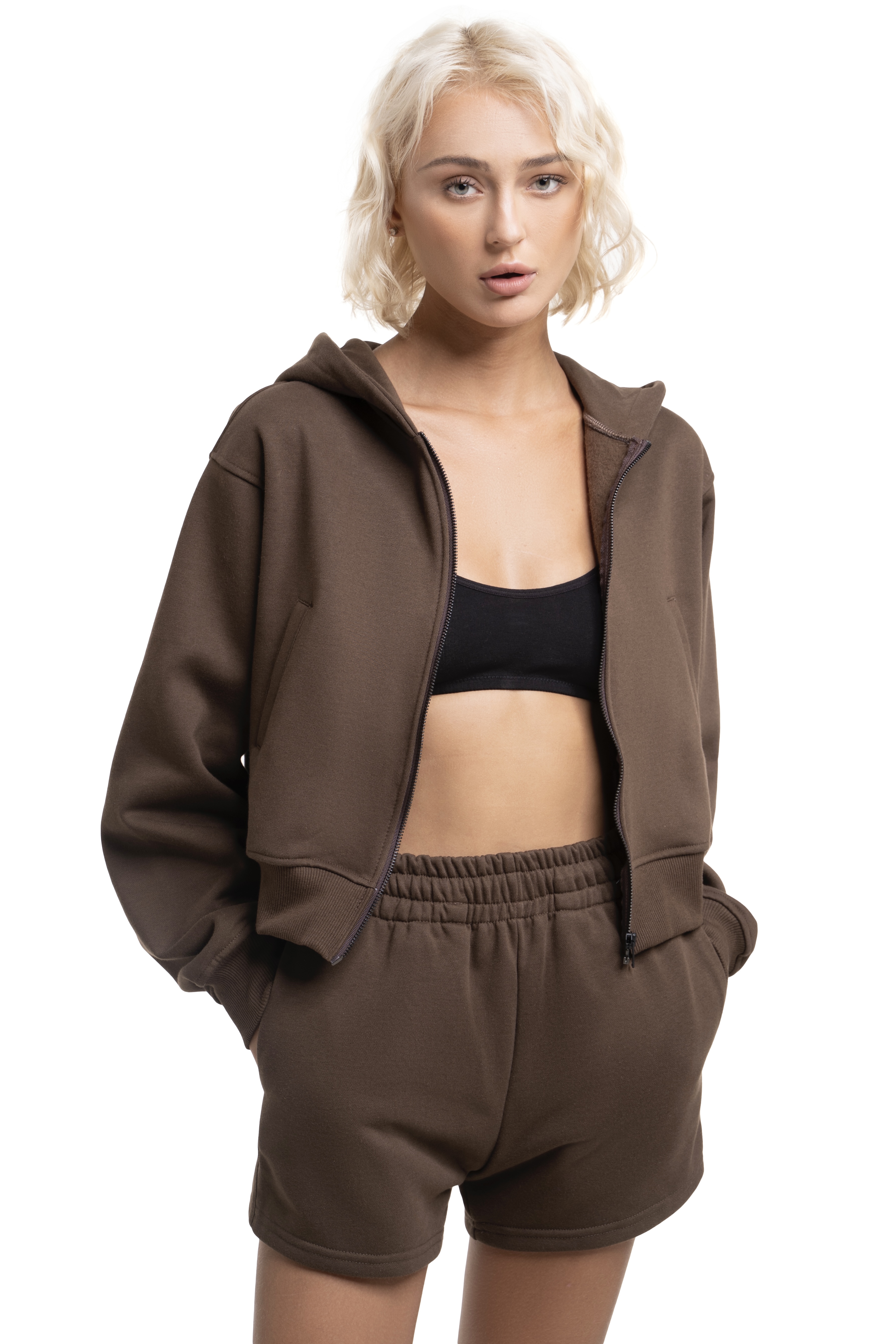 ALEX HOODED JACKET - BROWN
