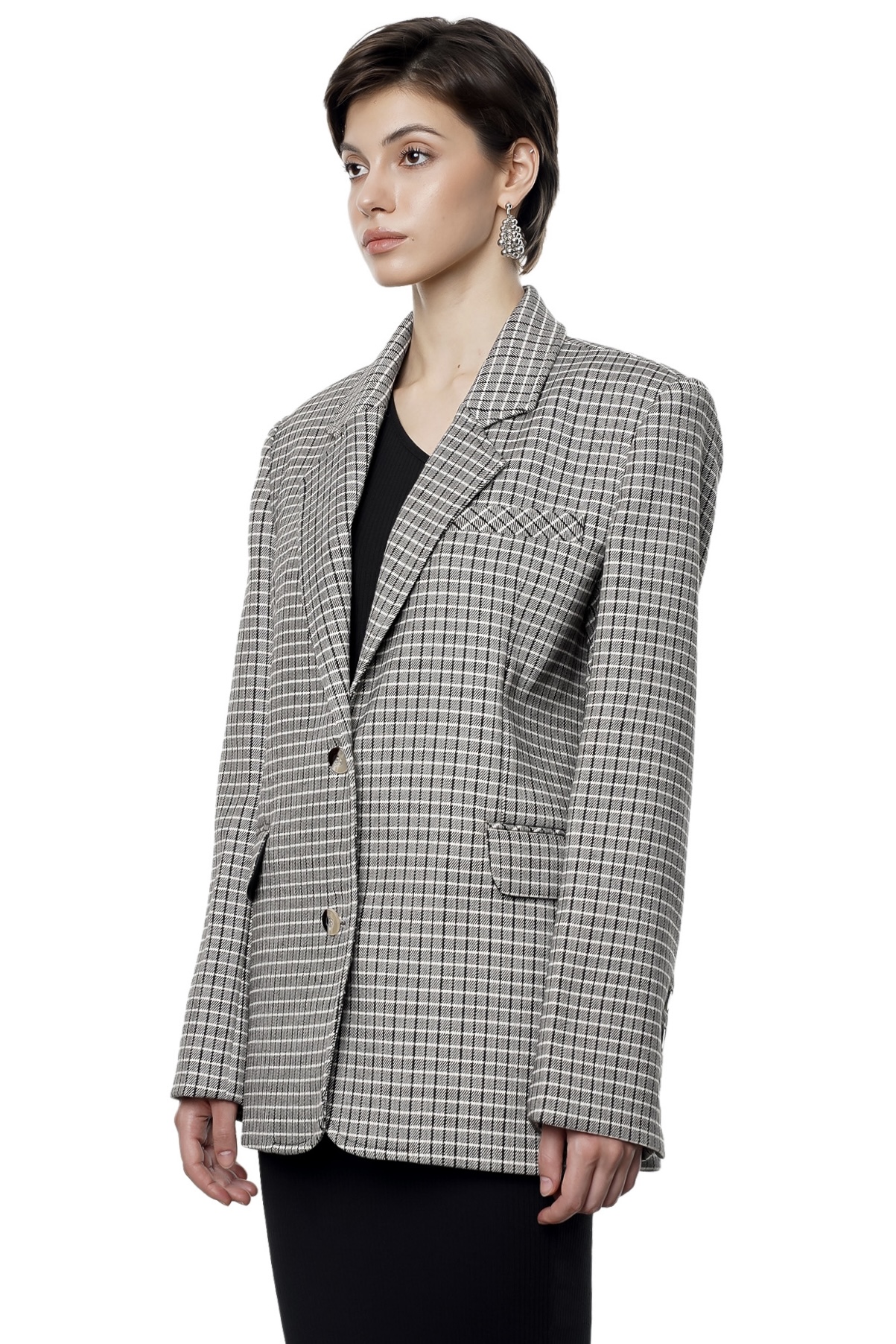 CLAUDE BLAZER - BLACK AND OFF WHITE PLAID